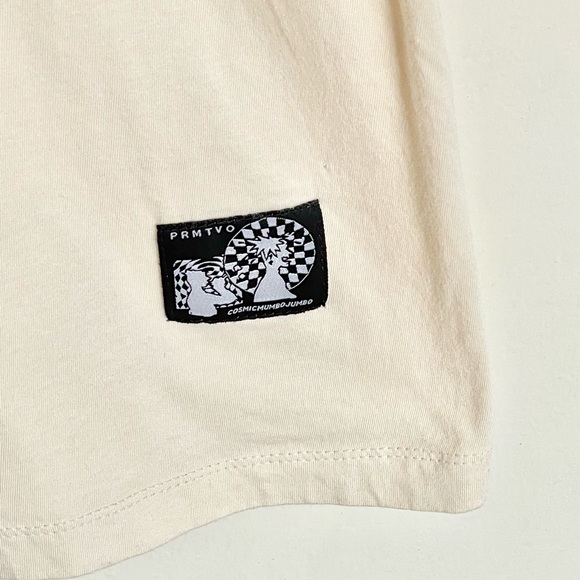 PRMTVO Clothing Embroidered Cosmic Patch Cream T Shirt Adult size Medium - Picture 4 of 8